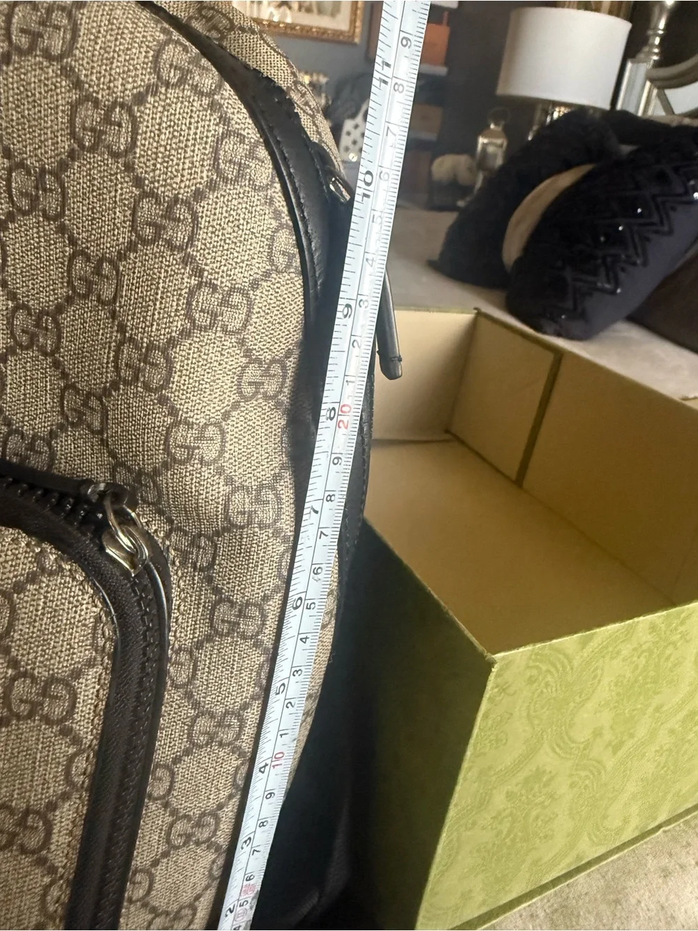 Gucci Black and Beige Monogram Backpack